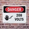 Signmission 208 Volts Danger Sign, Plastic, 10in W x 7in L, 2PK OS-2PACK-DS-P-710-L-1007 - alternate 3